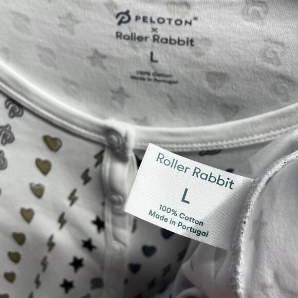 Roller Rabbit x Peloton Limited Edition Print Pajama Top Size L Hearts Stars - Picture 12 of 15